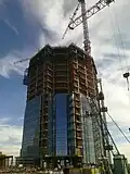 Die Baustelle des Turms im Dezember 2010
