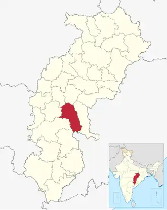 Positionskarte des Distrikts Dhamtari
