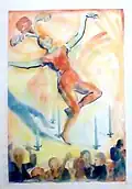 Aquarell, Schwerttänzer, 1920er