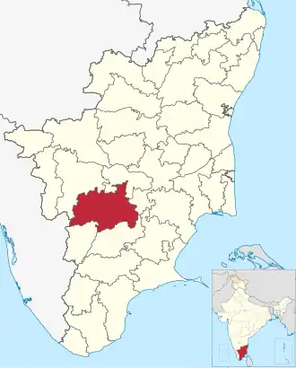 Positionskarte des Distrikts Dindigul