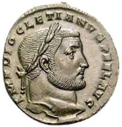 Römischer Follis mit dem Porträt des Diokletian, geprägt in Treveri (Trier) um 300 n. Chr. (Classic Numismatic Group, Inc., CNG)