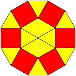 12 gleichseitige Dreiecke und 6 Quadrate