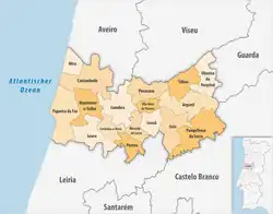 Karte des Distrikts Distrikt Coimbra