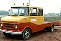 Opel Blitz Doppelkabine Tieflader Anfang der 1980er Jahre (Aufbauhersteller Kaufmann Zweibrücken)