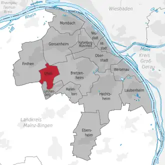 Lage des Stadtteils Mainz-Drais (anklickbare Karte)