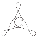 Zentrierte B,B,B Dreizentrenbindung
