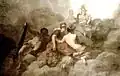 Minerva mit Helm und Speer, Ceres auf einem Ährenbündel und Herkules mit seiner Keule.