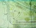 Lageplan (von 1881) des dreigleisigen Dammtorbahnhofs von 1866