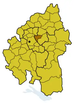 Lage des Kirchenbezirks Waiblingen innerhalb der Evang. Landeskirche in Württemberg