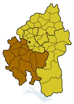 Lage der Prälatur Reutlingen innerhalb der Evang. Landeskirche in Württemberg