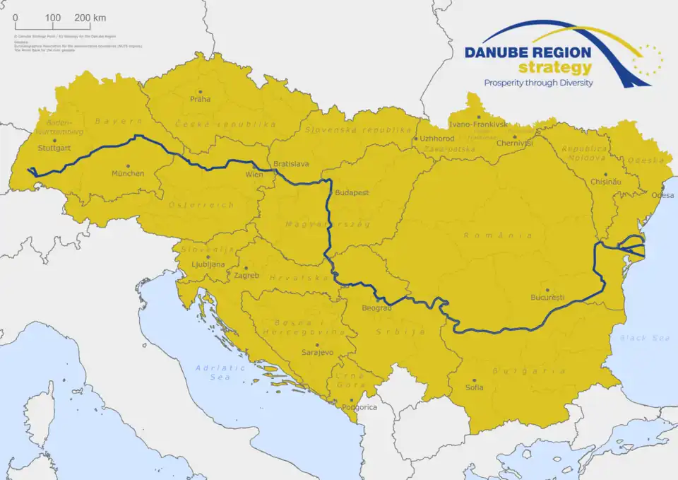 Karte der Donauraumstrategie (copyright Danube Strategy Point)