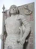 Epitaph für Reichart von Lichtenstein († 1512). Rechts oben das Wappen der Familie Fuchs