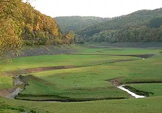 Bachbett der Werbe bei Niedrigwasser im Stausee (2008)