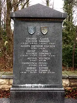 Eduard Vischer-Sarasin (1843–1929) Architekt. Alfons Theodor Vischer (1921–1951), Adolf Vischer-Simonius (1879–1959), Alfons Vischer (1954–1981), Robert Vischer-Stampfli (1918–2003) Familiengrab, Friedhof am Hörnli