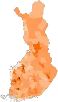 Basisfinnen ﻿0–10 % ﻿10–15 % ﻿15–20 % ﻿20–25 % ﻿25–30 % ﻿30–35 % ﻿35–40 % ﻿40–45 % ﻿45–50 % ﻿50–100 %