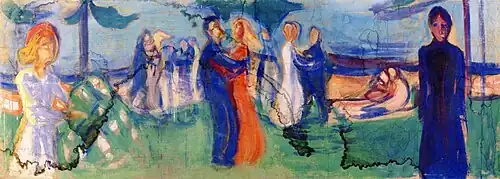 Tanz am Meer (1906/07), Tempera auf Leinwand, 90 × 247,5 cm, Munch-Museum Oslo