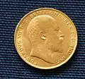 Eduard VII., geprägt 1907 in London, Auflage ca.&nbsp;18&nbsp;Mio. Münzen