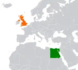 Lage von Ägypten und Vereinigtes Königreich