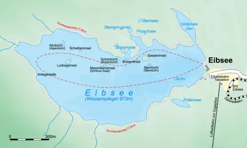 Die Talstation am östlichen Ufer des Eibsees