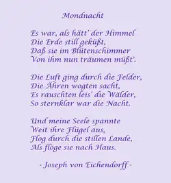Naturlyrik „Mondnacht“ von Joseph von Eichendorff