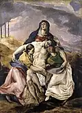 El Greco, Pietà, 66 × 48&nbsp;cm, Öl auf Holz, frühe 1570er, Hispanic Society of America in New York City.