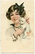 Mädchen mit Katze, ohne Datum
