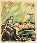 Gattenmord. Farblithographie, 1920