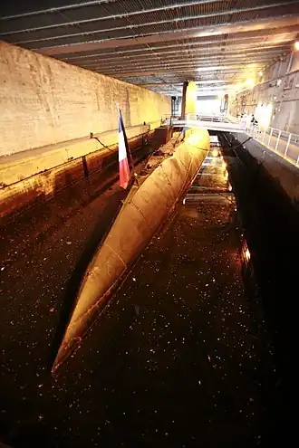 Espadon (S 637) als Museumsschiff in einem U-Boot-Bunker in Saint-Nazaire