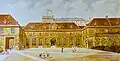 Nebengebbäude der vormaligen Esterházy-Realität, vom Süden her gesehen, links der Durchgang zur Mariahilferstraße 73, um 1880