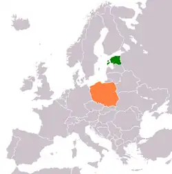 Lage von Estland und Polen