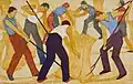 Ethel Spowers, Harvest, 1932, Linolschnitt. Schenkung von Rex Nan Kivell, 1953. Auckland Art Gallery Toi o Tāmaki (1953/2/134)