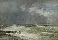 Eugène Boudin: Die Hafenmole von Le Havre bei schlechtem Wetter