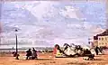 Eugène Boudin: Kaiserin Eugenie am Strand von Trouville, 1863