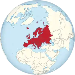 Lage Europas auf einer Weltkarte