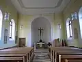 Der schmucklose Innenraum der Kirche