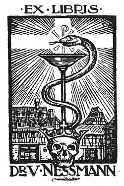Henri Bacher: Exlibris für den Straßburger Arzt Victor Nessmann