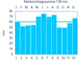 Diagramm Niederschlagsmittelwerte Feuchtwangen für den Zeitraum von 1961 bis 1990