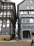 Mehrfache Auskragungen im Fachwerk-Stockwerksbau (Goslar)