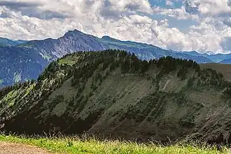 Vorderhörnle und Falben, hinten der Hohe Freschen, Blick von der Hohen Kugel