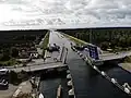 Luftaufnahme bei geöffneter Brücke (2021)