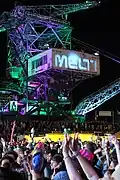Beispiel für eine Illumination am Rande eines Musikfestivals: „Melt! 2012“ auf dem Ferropolis-Gelände