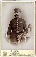Feldwebel mit Schießauszeichnungs-Litzen am Ärmel, vor 1894.