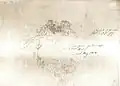 Bleistiftskizze von mehreren Hügeln mit Felsen und Bäumen. Auf der rechten Seite stehen handschriftliche Notizen und das Datum „13.May 1808“.