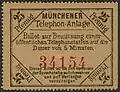 Bayerischer Fernsprechschein, verwendet ab 1883