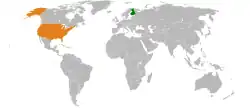 Lage von Finnland und Vereinigte Staaten