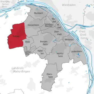 Lage des Stadtteils Mainz-Finthen (anklickbare Karte)