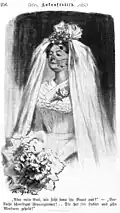 Zukunftsbild (1903) „Ver­flucht schnei­diges Frau­en­zim­mer! .. Die hat jus studirt und zehn Mensuren gehabt!“