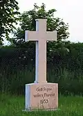 Gott ſegne unſere Fluren! Flurkreuz bei Hohenfurch (Oberbayern), errichtet 1953