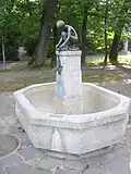 Brunnen des Kindes mit dem Salamander neben der Hauptstrasse