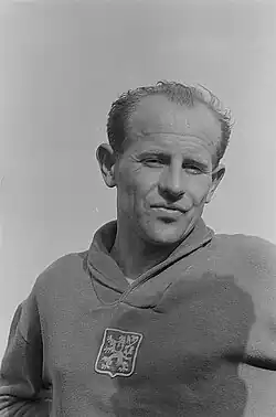 Bronzemedaille für Titelverteidiger Emil&nbsp;Zátopek nach seinem Titelgewinn vier Tage zuvor über 10.000&nbsp;Meter